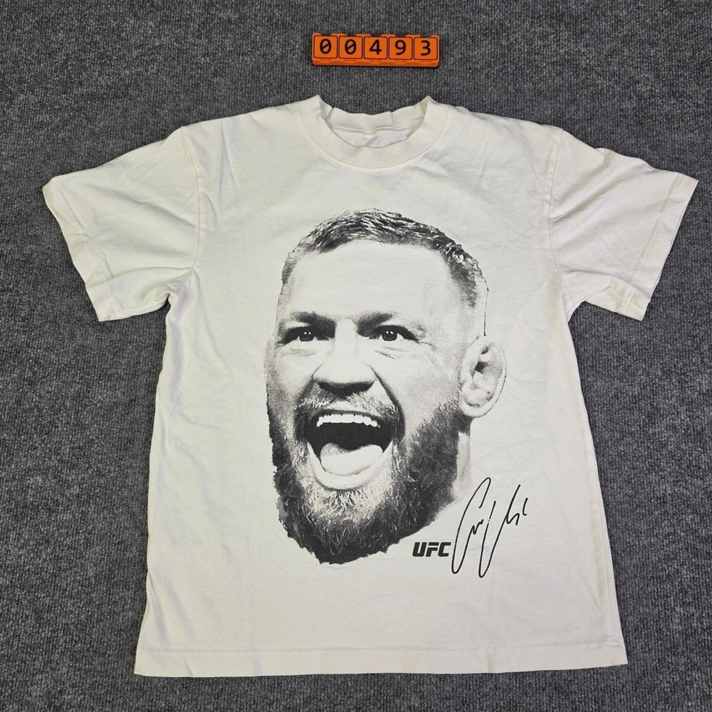UFC Conor McGregor white cotton t-shirt with black graphic of Connor McGregor